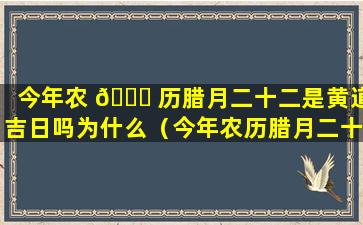 今年农 🐛 历腊月二十二是黄道吉日吗为什么（今年农历腊月二十二是黄道吉日吗为什么不能结婚）